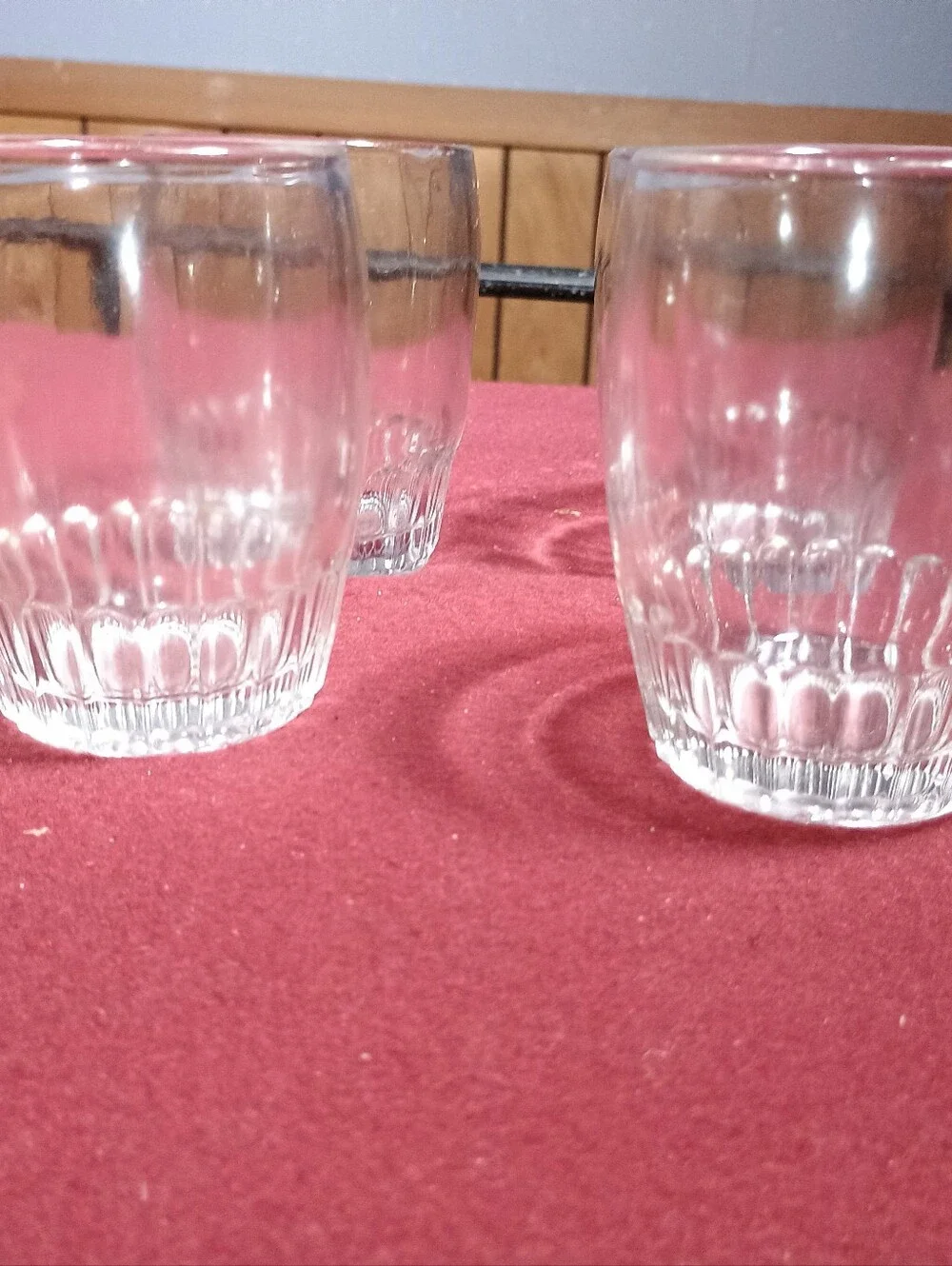 4 Federal Glass Barrel Clear Tumbler Lowball Glasses Mid-Century Barware Vintage
